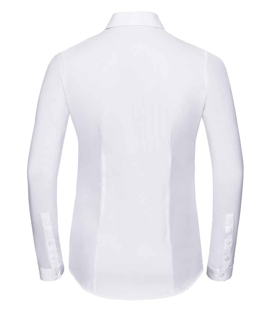 Russell Collection Ladies Long Sleeve Herringbone Shirt - White (962F)