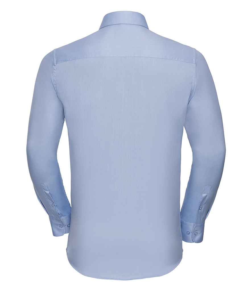 Russell Collection Long Sleeve Herringbone Shirt - Light Blue (962M)