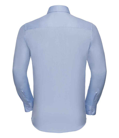 Russell Collection Long Sleeve Herringbone Shirt - Light Blue (962M)