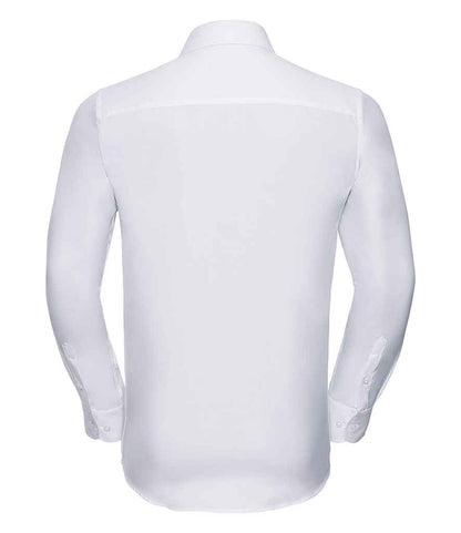 Russell Collection Long Sleeve Herringbone Shirt - White (962M)