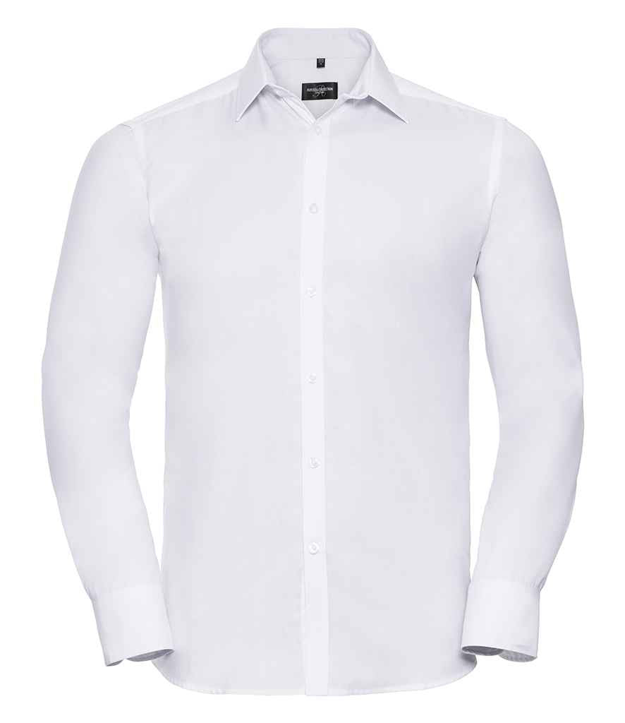 Russell Collection Long Sleeve Herringbone Shirt - White (962M)