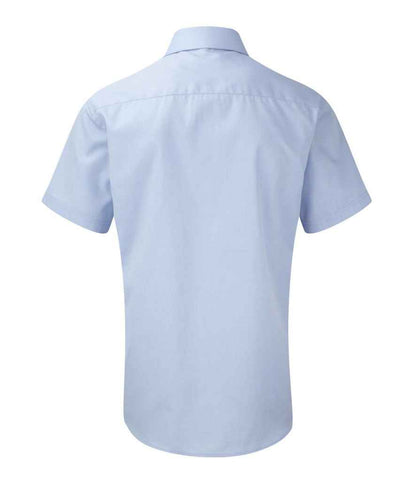 Russell Collection Short Sleeve Herringbone Shirt - Light Blue (963M)
