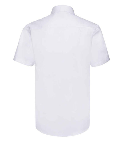 Russell Collection Short Sleeve Herringbone Shirt - White (963M)