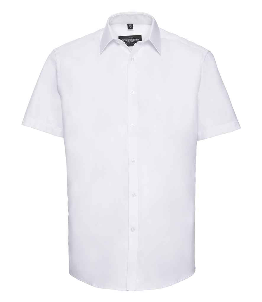 Russell Collection Short Sleeve Herringbone Shirt - White (963M)