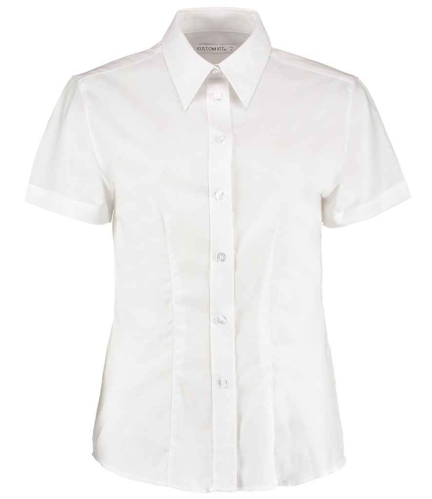 Kustom Kit Ladies Short Sleeve Tailored Workwear Oxford Shirt - FRONT