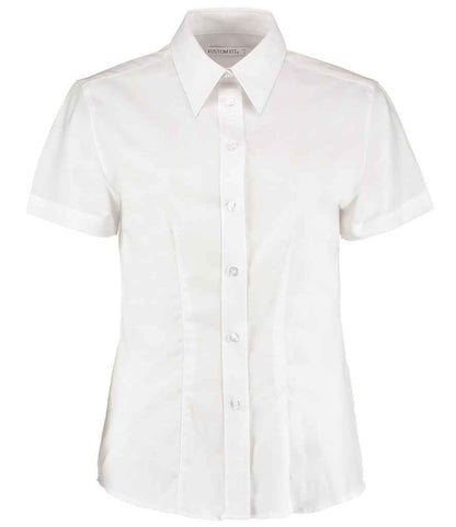 Kustom Kit Ladies Short Sleeve Tailored Workwear Oxford Shirt - FRONT