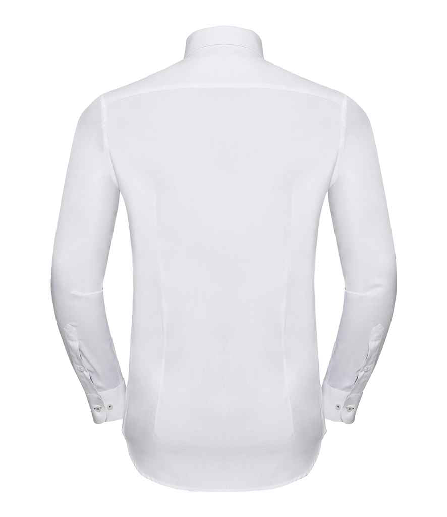 Russell Collection Long Sleeve Contrast Herringbone Shirt - White/Silver (964M)