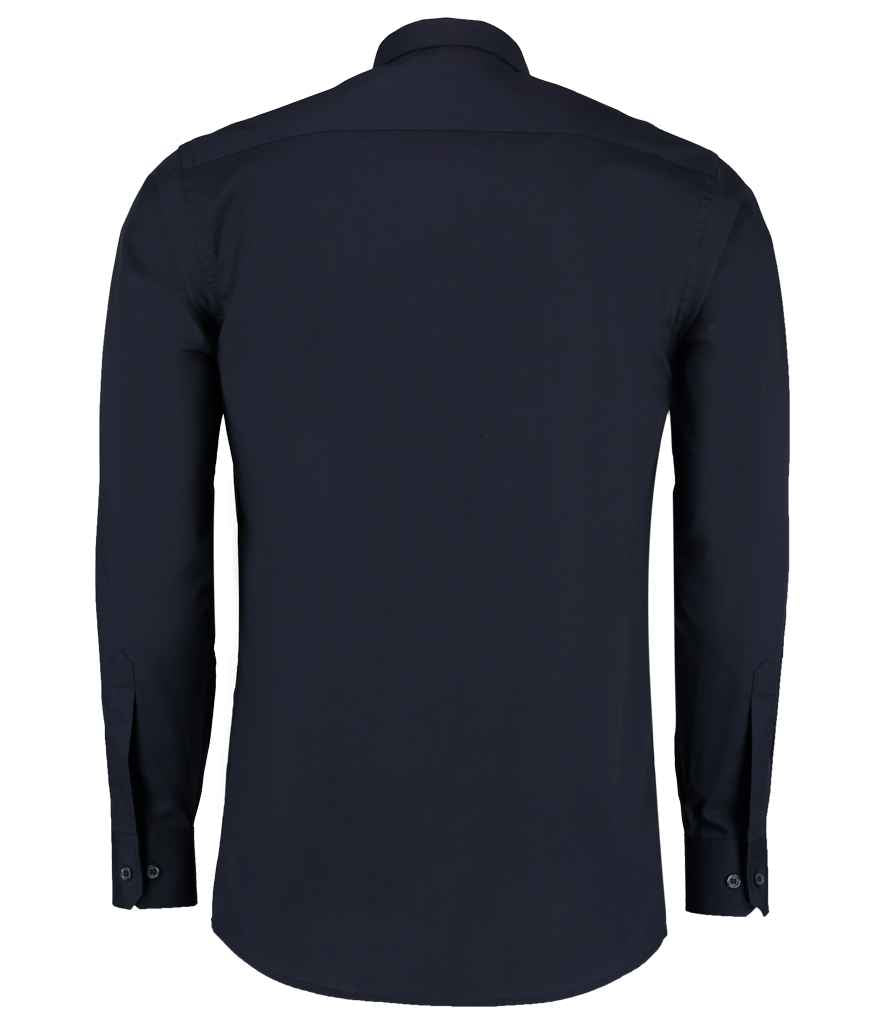 Kustom Kit Long Sleeve Tailored Poplin Shirt - BACK