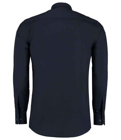 Kustom Kit Long Sleeve Tailored Poplin Shirt - BACK