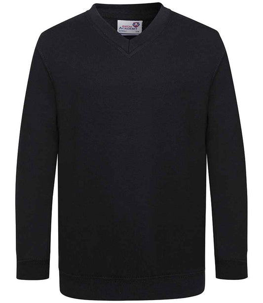 AWDis Academy Kids V Neck Sweatshirt - Black (AC003B)
