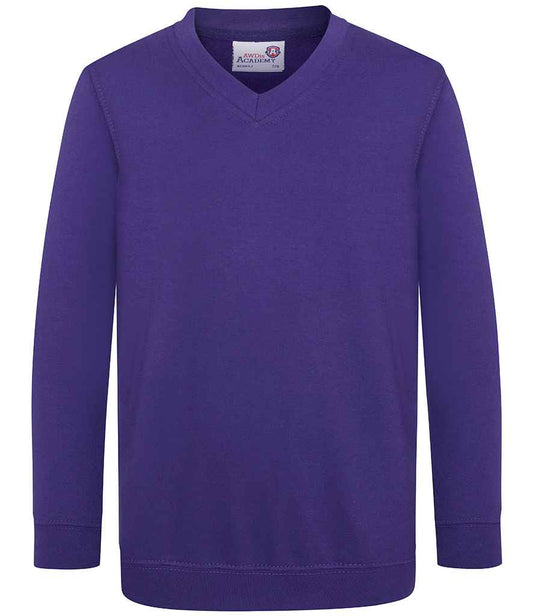 AWDis Academy Kids V Neck Sweatshirt - Purple (AC003B)
