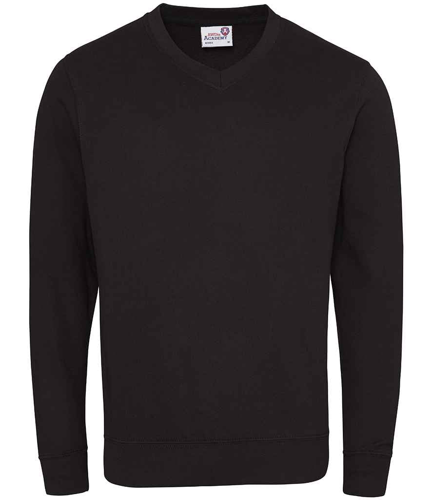 AWDis Academy Senior V Neck Sweatshirt - Black (AC003)