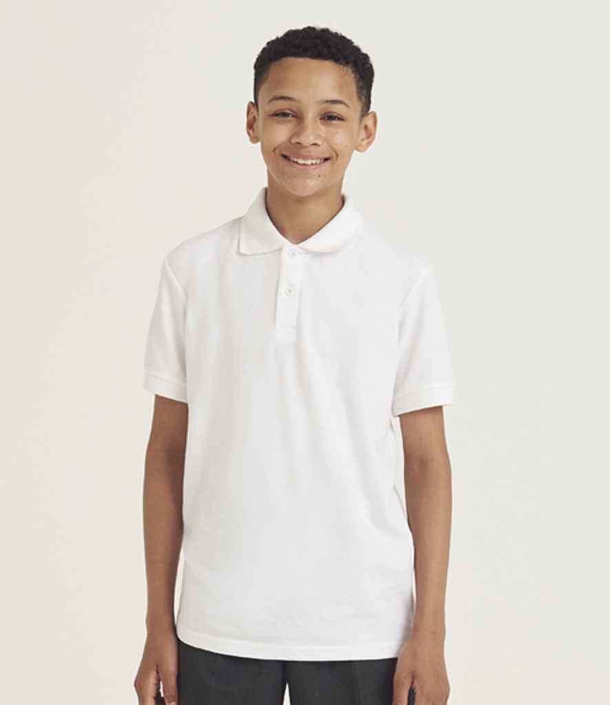 AWDis Academy Kids Piqué Polo Shirt - White (AC004B)