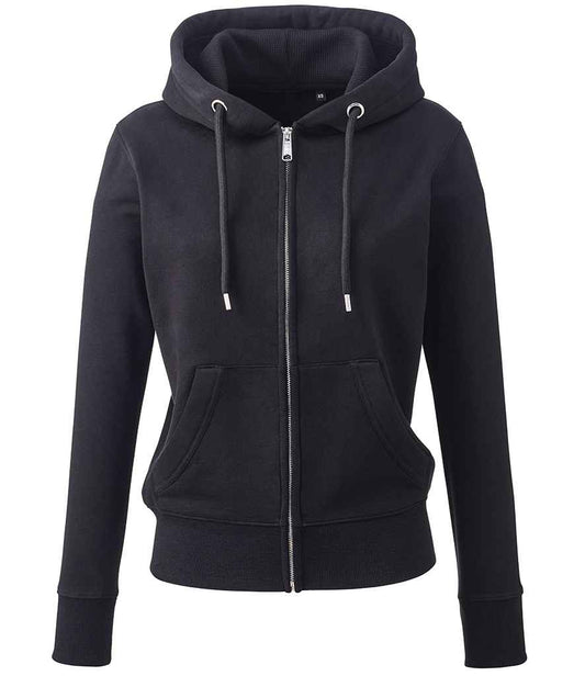 Anthem Ladies Organic Full Zip Hoodie - Black (AM04)