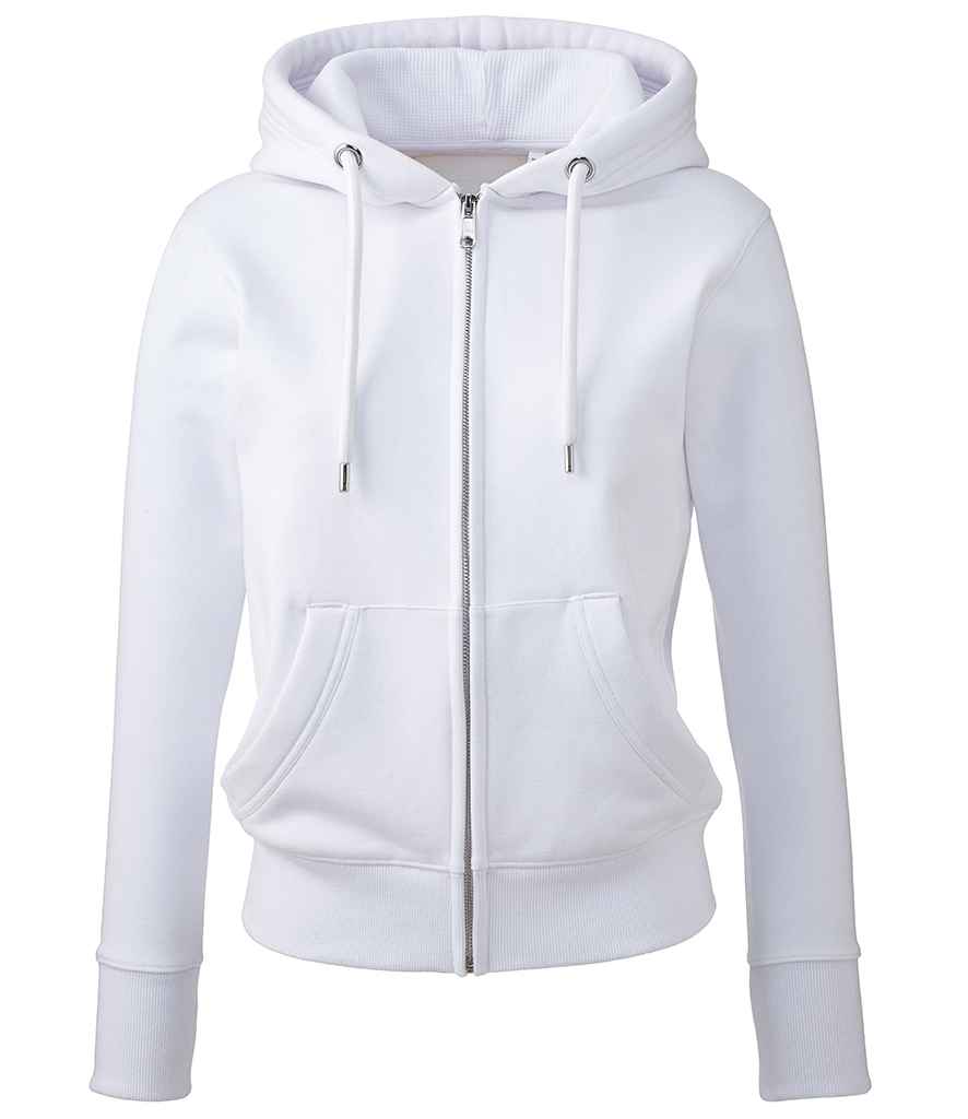 Anthem Ladies Organic Full Zip Hoodie - White (AM04)