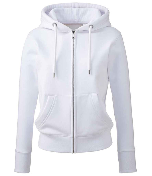 Anthem Ladies Organic Full Zip Hoodie - White (AM04)
