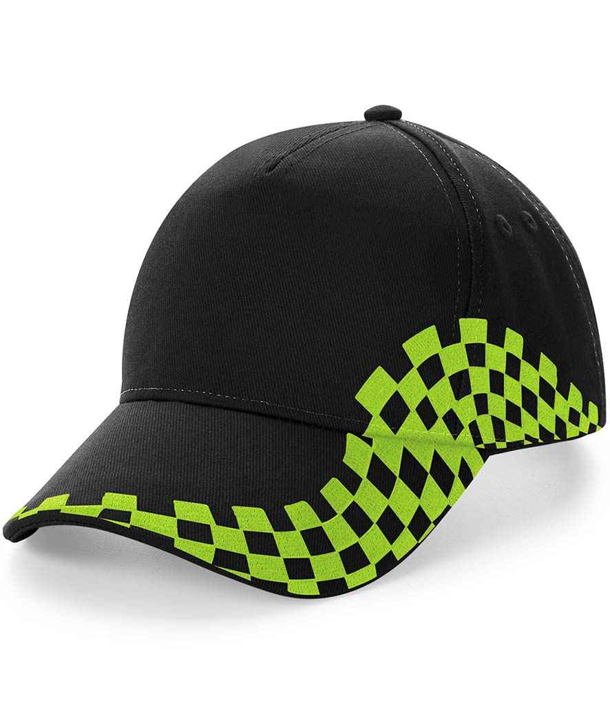 Beechfield Grand Prix Cap - Black/Lime Green (BB159)