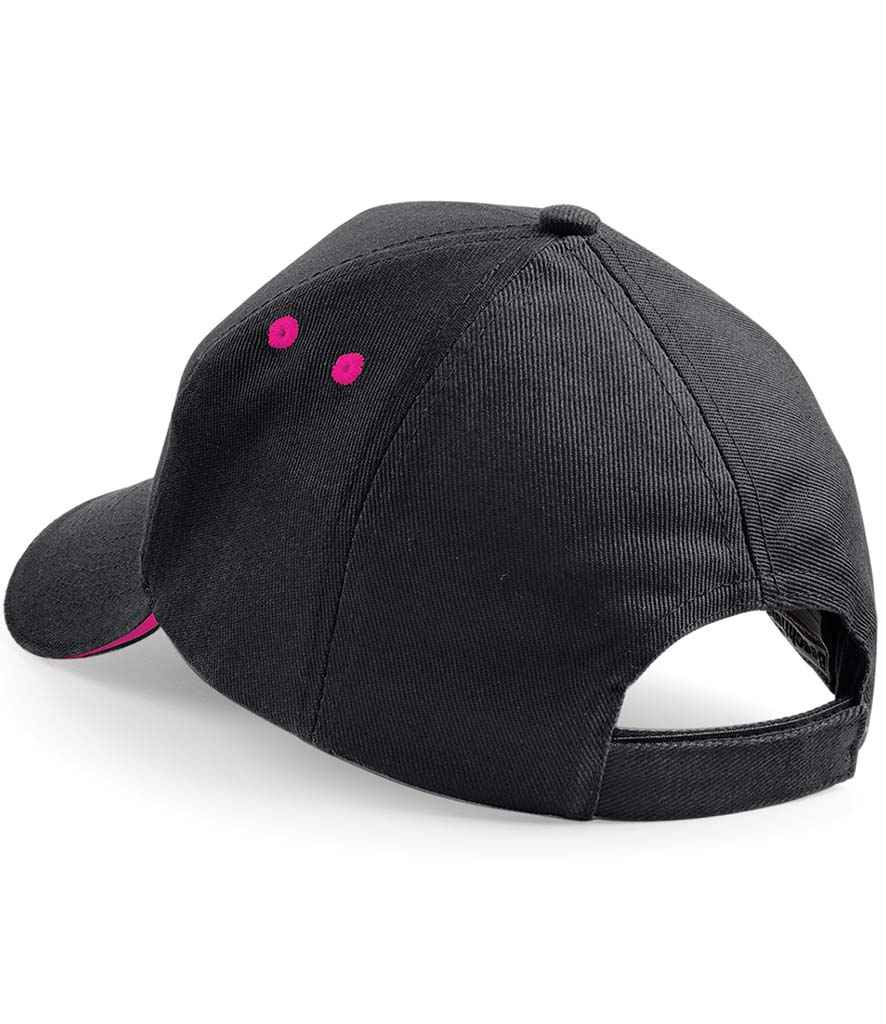 Beechfield Ultimate 5 Panel Cap with Sandwich Peak - Black/Fuchsia (BB15C)