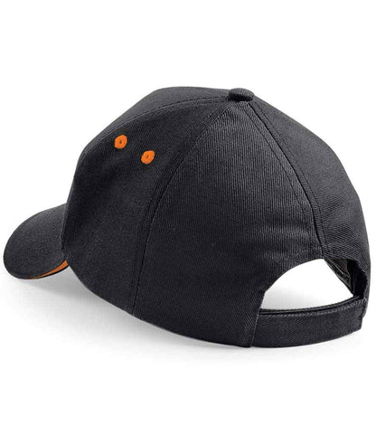 Beechfield Ultimate 5 Panel Cap with Sandwich Peak - Black/Orange (BB15C)