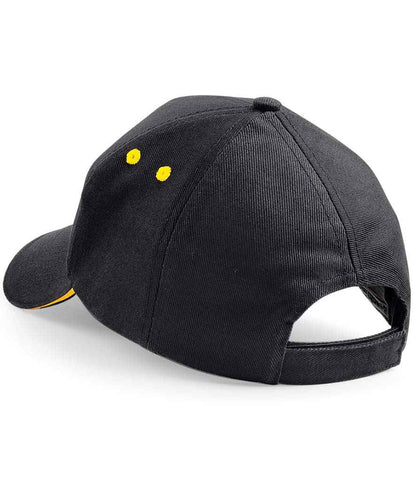 Beechfield Ultimate 5 Panel Cap with Sandwich Peak - Black/Yellow (BB15C)