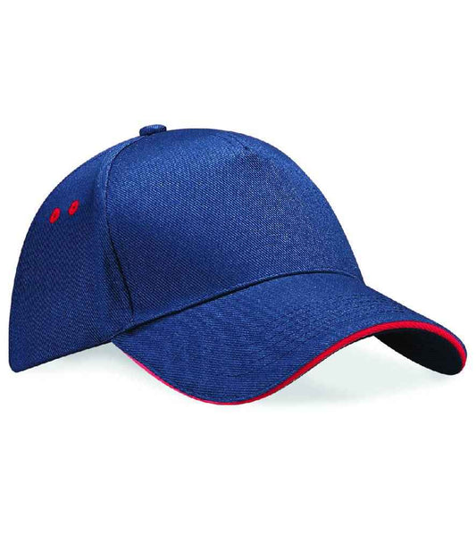 Beechfield Ultimate 5 Panel Cap with Sandwich Peak - French Navy/Classic Red (BB15C)