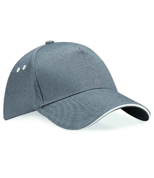 Beechfield Ultimate 5 Panel Cap with Sandwich Peak - Graphite Grey/Oyster Grey (BB15C)