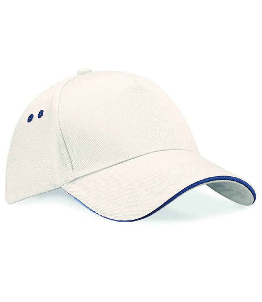 Beechfield Ultimate 5 Panel Cap with Sandwich Peak - Putty/Navy (BB15C)
