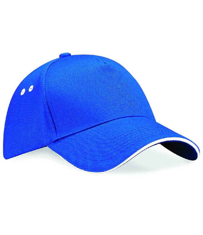 Beechfield Ultimate 5 Panel Cap with Sandwich Peak - Bright Royal/White (BB15C)