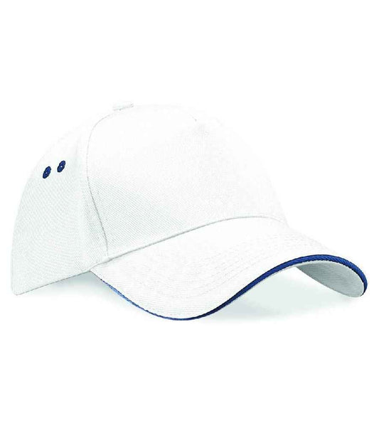 Beechfield Ultimate 5 Panel Cap with Sandwich Peak - White/French Navy (BB15C)