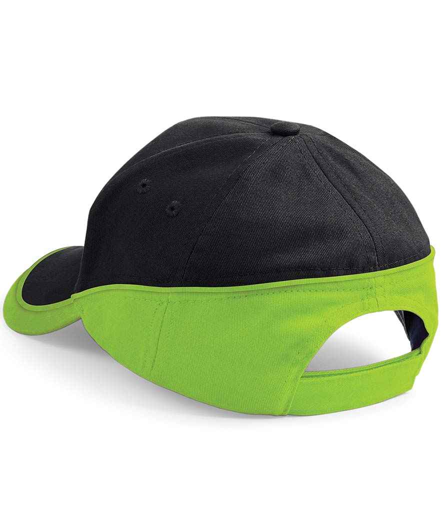 Beechfield Teamwear Competition Cap - Black/Lime Green (BB171)