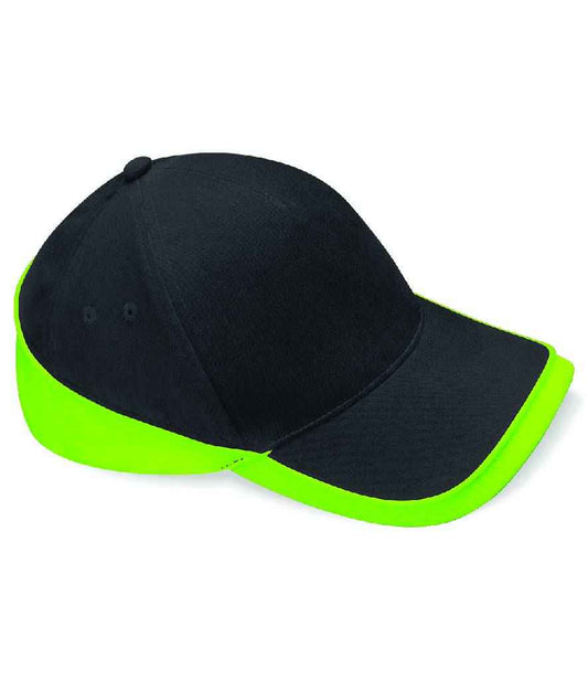 Beechfield Teamwear Competition Cap - Black/Lime Green (BB171)