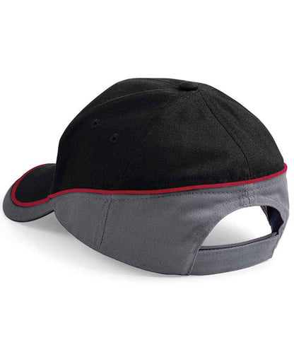 Beechfield Teamwear Competition Cap - Black/Graphite Grey/Classic Red (BB171)