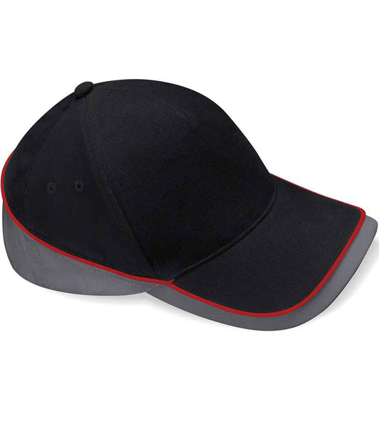 Beechfield Teamwear Competition Cap - Black/Graphite Grey/Classic Red (BB171)