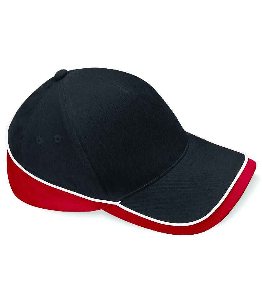 Beechfield Teamwear Competition Cap - Black/Classic Red/White (BB171)