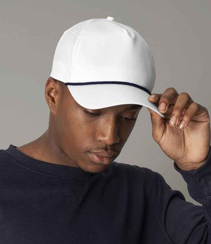 Beechfield Rope Detail Golf Cap - White/Navy (BB194R)