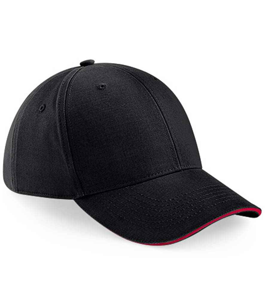 Beechfield Athleisure 6 Panel Cap - Black/Classic Red (BB20)