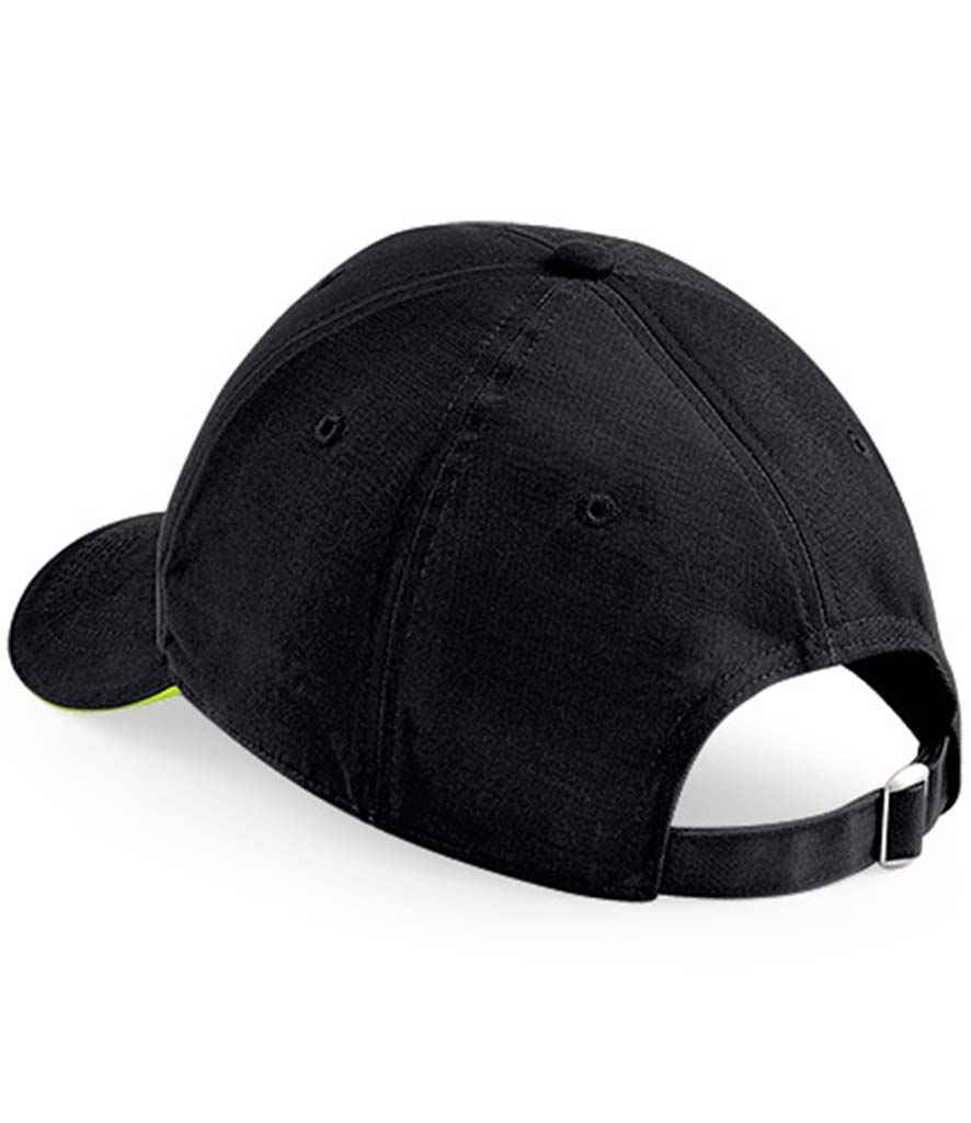Beechfield Athleisure 6 Panel Cap - Black/Lime Green (BB20)