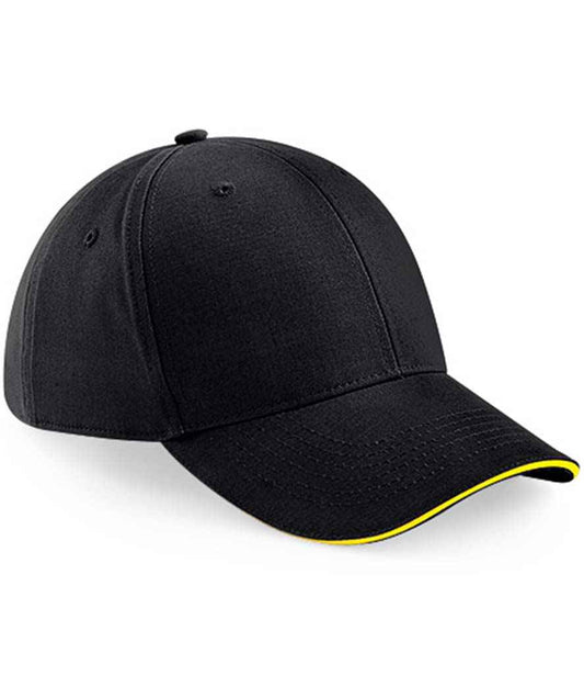 Beechfield Athleisure 6 Panel Cap - Black/Yellow (BB20)