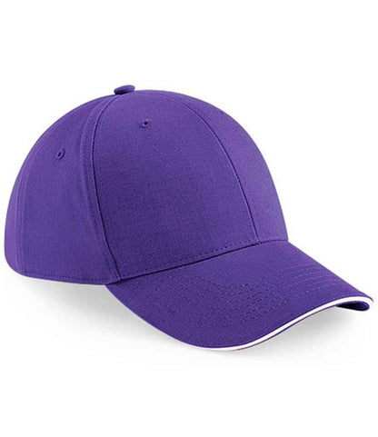 Beechfield Athleisure 6 Panel Cap - Purple/White (BB20)
