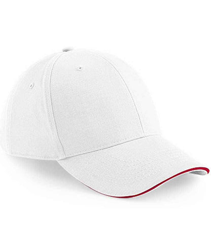 Beechfield Athleisure 6 Panel Cap - White/Classic Red (BB20)