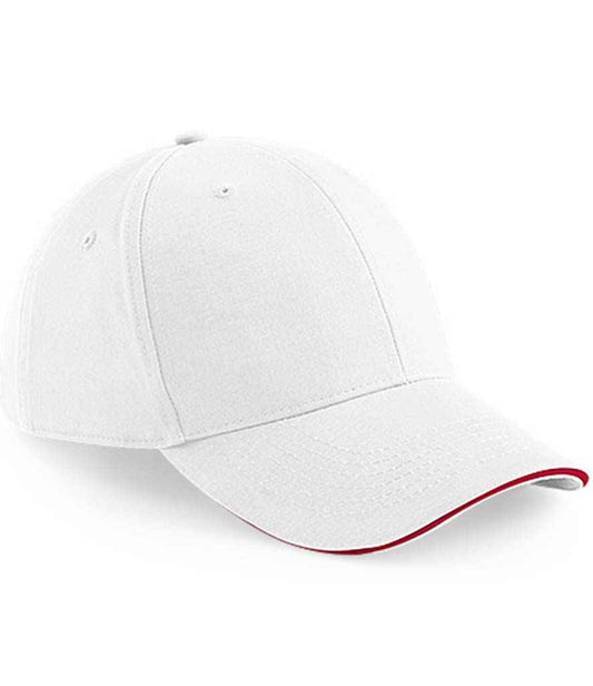 Beechfield Athleisure 6 Panel Cap - White/Classic Red (BB20)