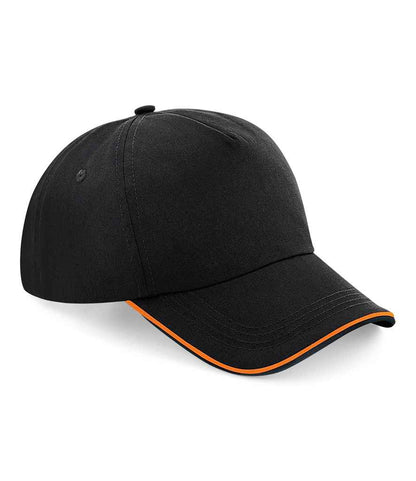 Beechfield Authentic Piped 5 Panel Cap - Black/Orange (BB25C)