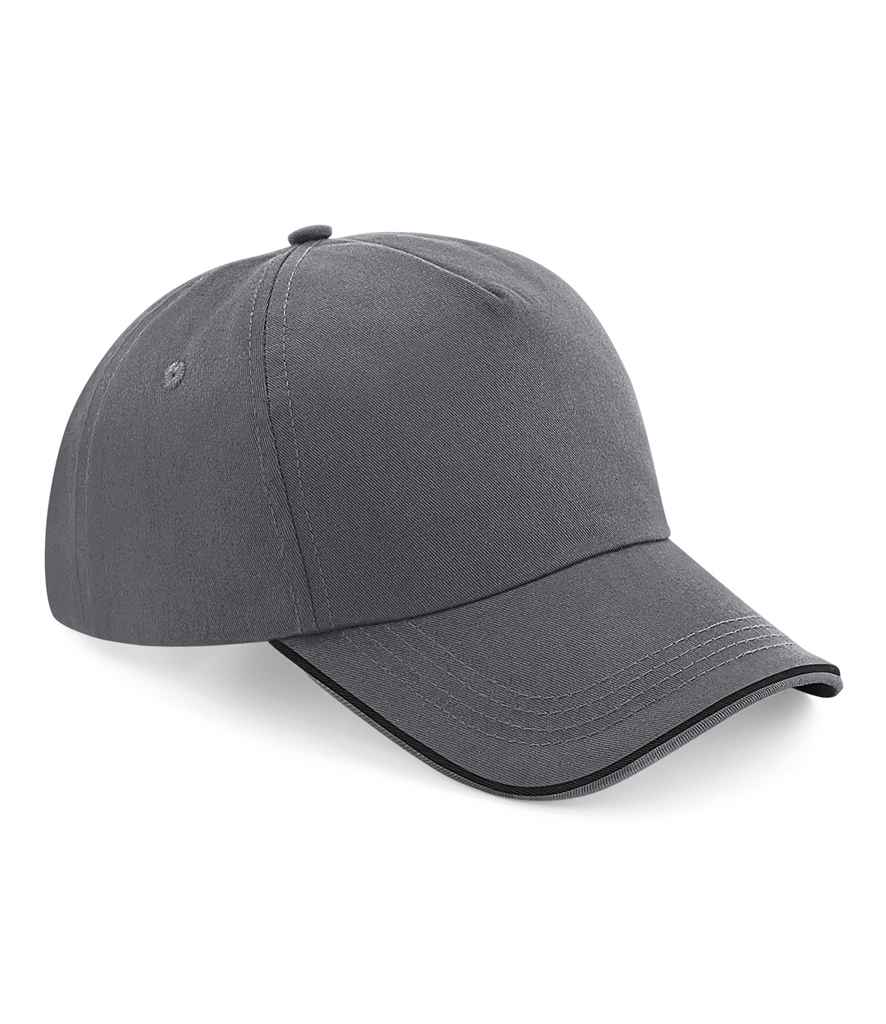 Beechfield Authentic Piped 5 Panel Cap - Graphite Grey/Black (BB25C)