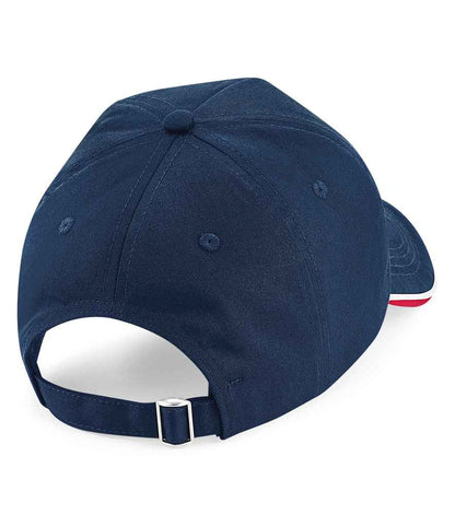 Beechfield Authentic Piped 5 Panel Cap - French Navy/Classic Red/White (BB25C)