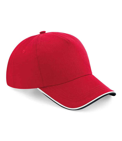 Beechfield Authentic Piped 5 Panel Cap - Classic Red/Black/White (BB25C)