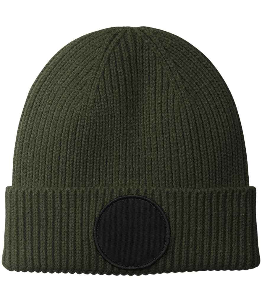 Beechfield Circular Fashion Patch Beanie - Olive Green/Black (BB332R)