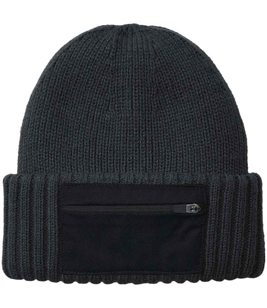 Beechfield Zip Patch Beanie - Graphite Grey/Black (BB334R)