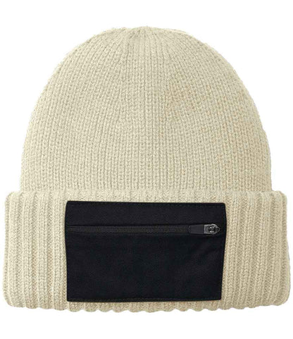 Beechfield Zip Patch Beanie - Sand/Black (BB334R)