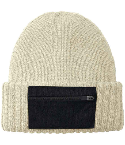 Beechfield Zip Patch Beanie - Sand/Black (BB334R)