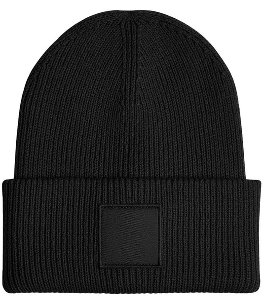 Beechfield Deep Cuff Tonal Patch Beanie - Black (BB336R)